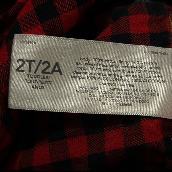 Oshkosh B’Gosh Kids Toddlers Denim Overalls Flannel Lined size 2T - Picture 9 of 11